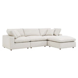 Linden 4-Piece Down Filled Overstuffed Boucle Fabric Sectional Sofa in Ivory