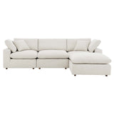 Linden 4-Piece Down Filled Overstuffed Boucle Fabric Sectional Sofa in Ivory