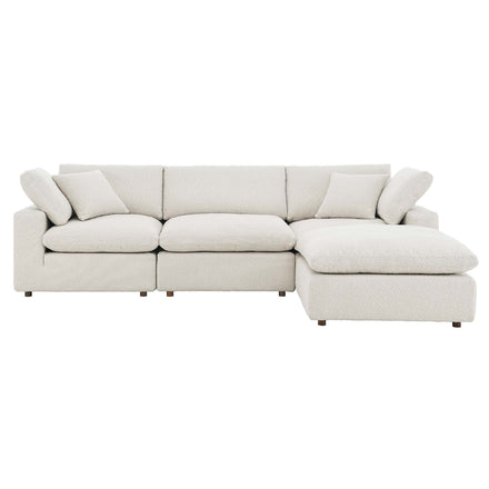 Commix 4-Piece Down Filled Overstuffed Boucle Fabric Sectional Sofa in Ivory