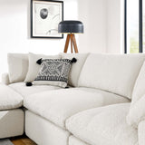 Linden 4-Piece Down Filled Overstuffed Boucle Fabric Sectional Sofa in Ivory