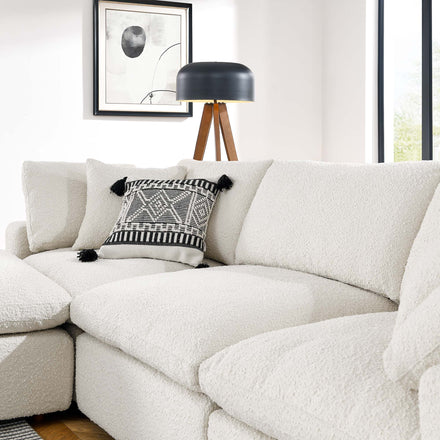 Commix 4-Piece Down Filled Overstuffed Boucle Fabric Sectional Sofa in Ivory