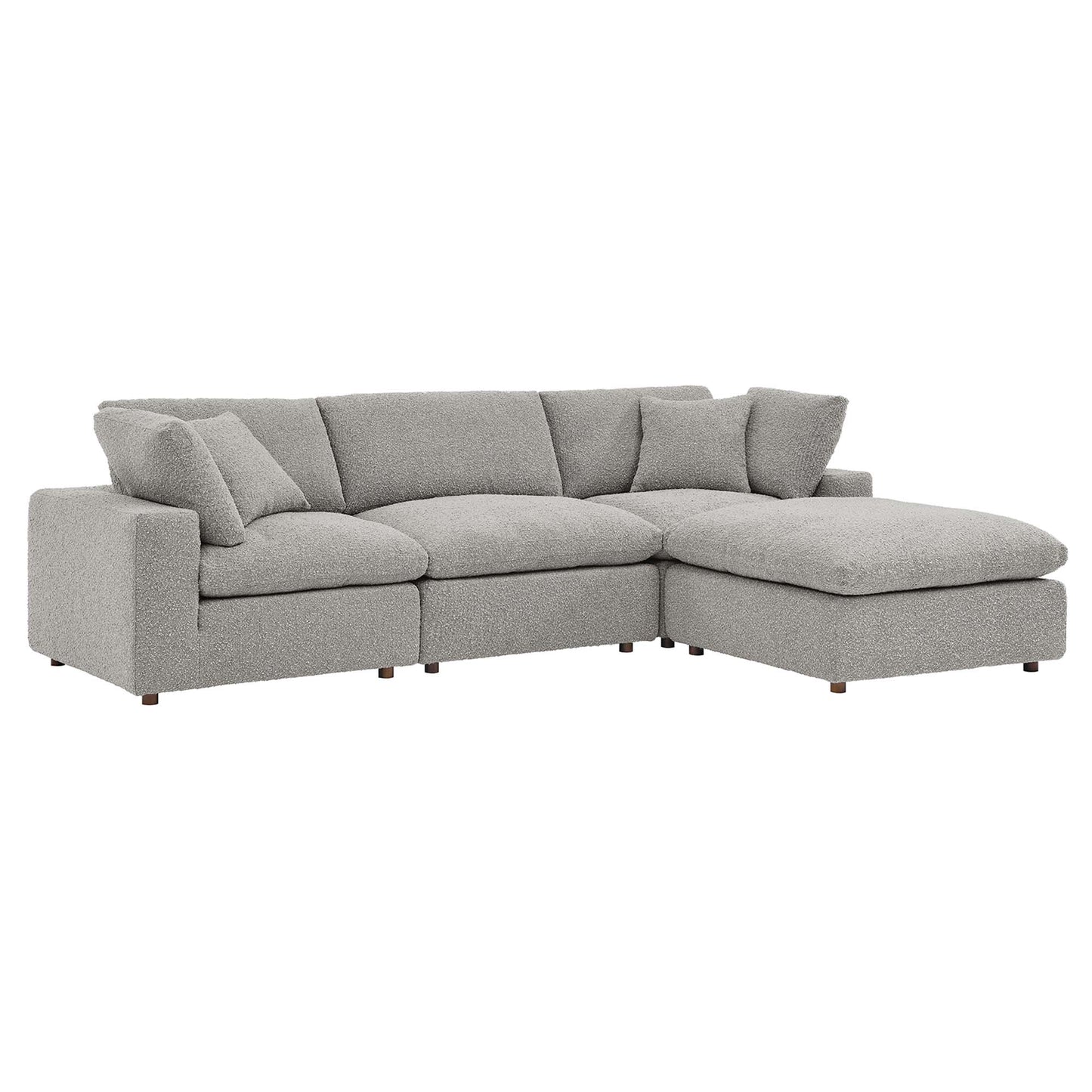 Commix 4-Piece Down Filled Overstuffed Boucle Fabric Sectional Sofa by Furniture for America
