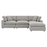 Linden 4-Piece Down Filled Overstuffed Boucle Fabric Sectional Sofa in Light Gray