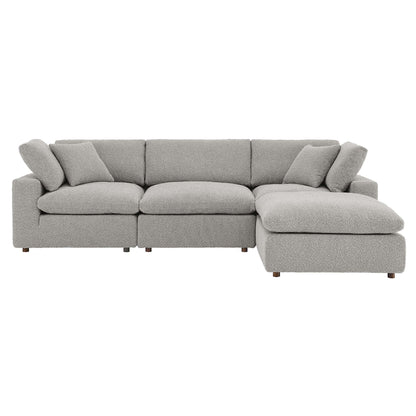 Commix 4-Piece Down Filled Overstuffed Boucle Fabric Sectional Sofa by Furniture for America