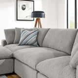 Linden 4-Piece Down Filled Overstuffed Boucle Fabric Sectional Sofa in Light Gray