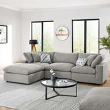 Linden 4-Piece Down Filled Overstuffed Boucle Fabric Sectional Sofa in Light Gray
