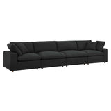 Linden Down Filled Overstuffed Boucle Fabric 4-Seater Sofa in Black