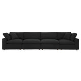 Linden Down Filled Overstuffed Boucle Fabric 4-Seater Sofa in Black
