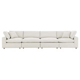 Linden Down Filled Overstuffed Boucle Fabric 4-Seater Sofa in Ivory