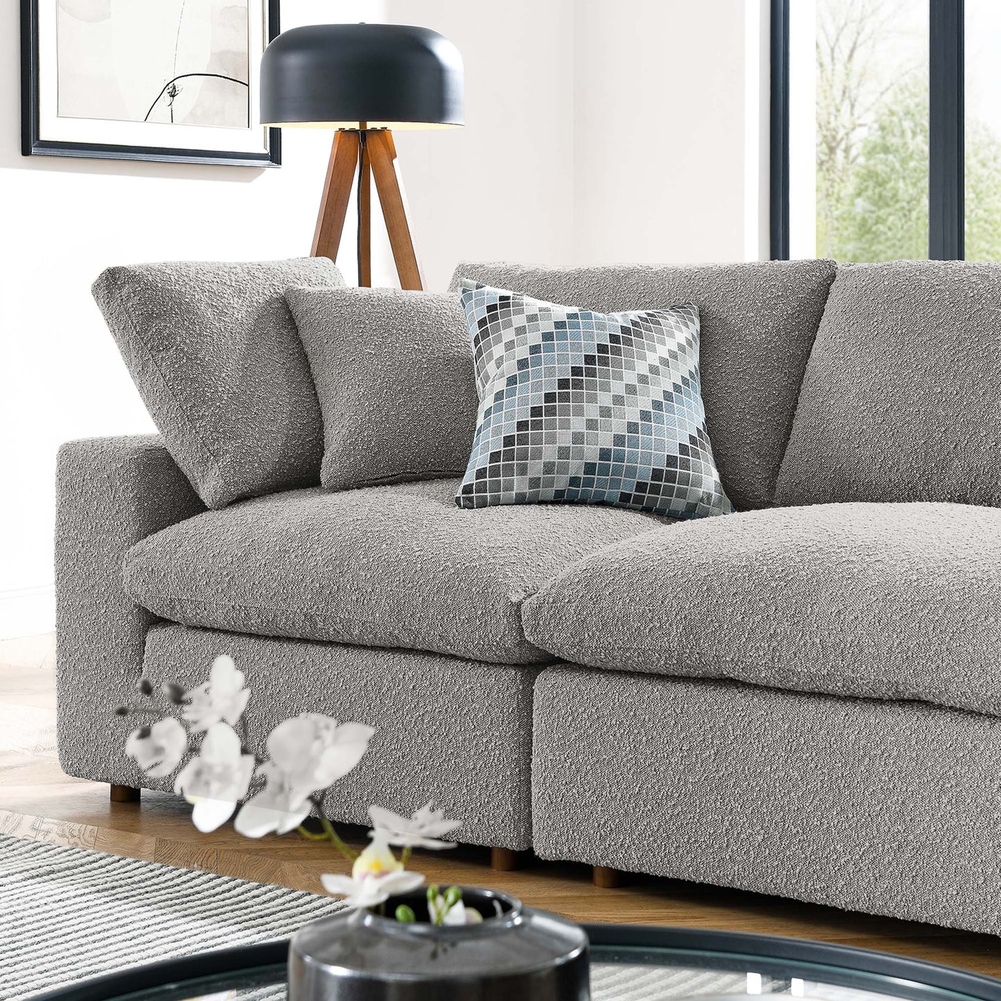 Commix Down Filled Overstuffed Boucle Fabric 4-Seater Sofa by Furniture For America