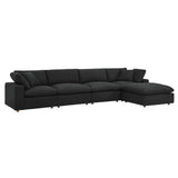 Linden 5-Piece Down Filled Overstuffed Boucle Fabric Sectional Sofa in Black