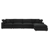 Linden 5-Piece Down Filled Overstuffed Boucle Fabric Sectional Sofa in Black