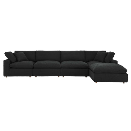 Commix 5-Piece Down Filled Overstuffed Boucle Fabric Sectional Sofa in Black