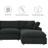 Linden 5-Piece Down Filled Overstuffed Boucle Fabric Sectional Sofa in Black