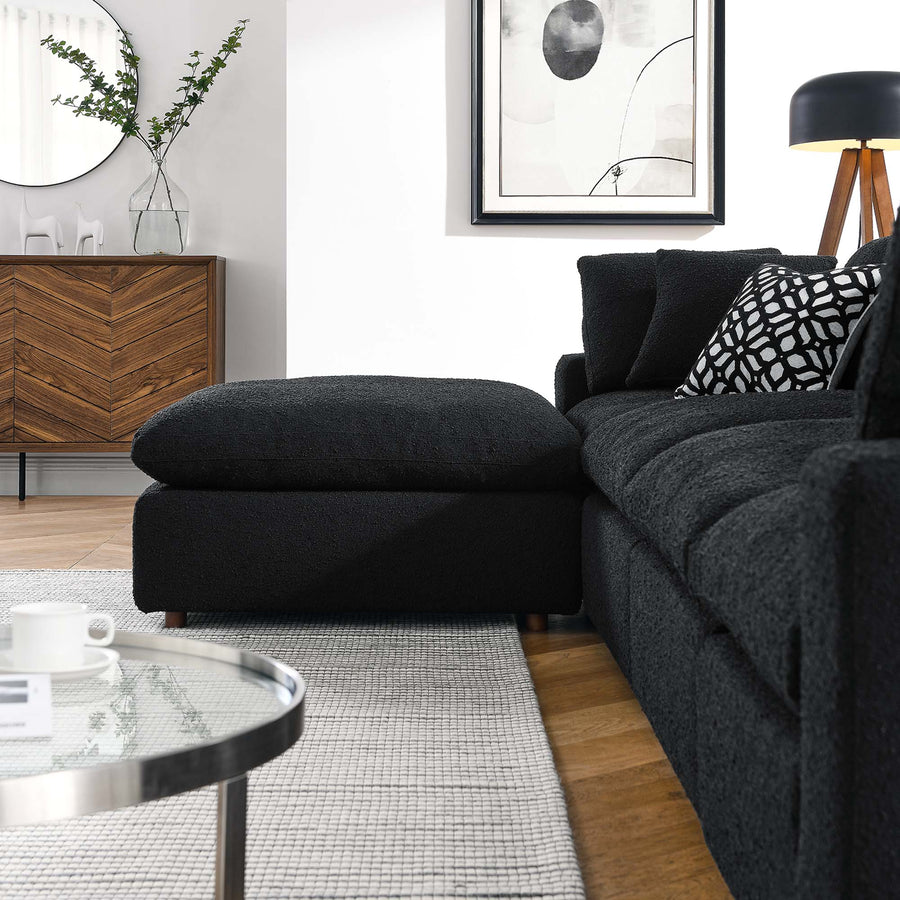 Linden 5-Piece Down Filled Overstuffed Boucle Fabric Sectional Sofa in Black