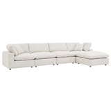Linden 5-Piece Down Filled Overstuffed Boucle Fabric Sectional Sofa in Ivory