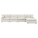 Linden 5-Piece Down Filled Overstuffed Boucle Fabric Sectional Sofa in Ivory