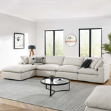 Linden 5-Piece Down Filled Overstuffed Boucle Fabric Sectional Sofa in Ivory