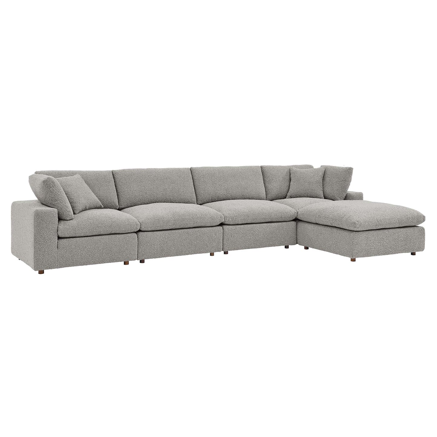 Commix 5-Piece Down Filled Overstuffed Boucle Fabric Sectional Sofa by Furniture for America