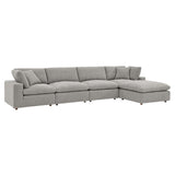 Linden 5-Piece Down Filled Overstuffed Boucle Fabric Sectional Sofa in Light Gray