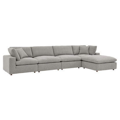 Commix 5-Piece Down Filled Overstuffed Boucle Fabric Sectional Sofa by Furniture for America