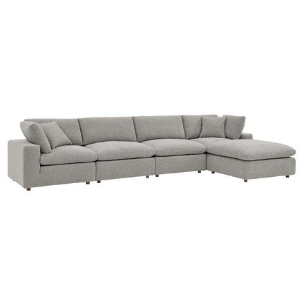 Commix 5-Piece Down Filled Overstuffed Boucle Fabric Sectional Sofa in Light Gray