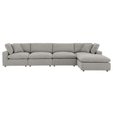 Linden 5-Piece Down Filled Overstuffed Boucle Fabric Sectional Sofa in Light Gray