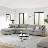Linden 5-Piece Down Filled Overstuffed Boucle Fabric Sectional Sofa in Light Gray