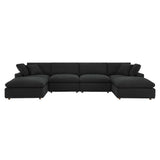 Linden 6-Piece Down Filled Overstuffed Boucle Sectional Sofa in Black