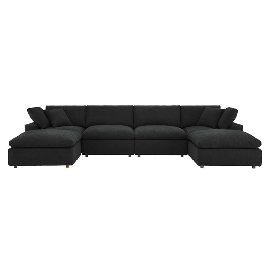 Commix 6-Piece Down Filled Overstuffed Boucle Sectional Sofa by Furniture for America