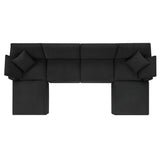 Linden 6-Piece Down Filled Overstuffed Boucle Sectional Sofa in Black