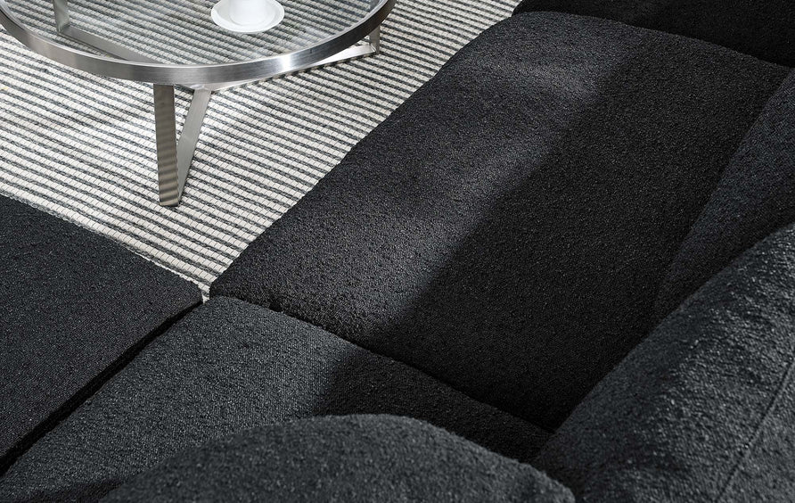 Linden 6-Piece Down Filled Overstuffed Boucle Sectional Sofa in Black