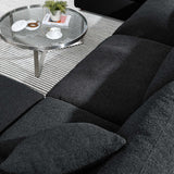 Linden 6-Piece Down Filled Overstuffed Boucle Sectional Sofa in Black