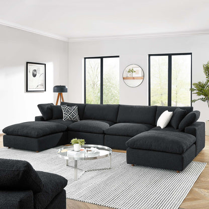 Commix 6-Piece Down Filled Overstuffed Boucle Sectional Sofa by Furniture for America
