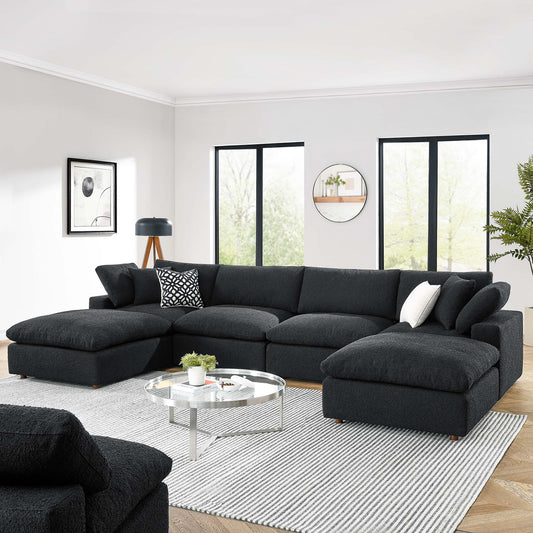 Commix 6-Piece Down Filled Overstuffed Boucle Sectional Sofa by Furniture for America