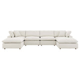 Linden 6-Piece Down Filled Overstuffed Boucle Sectional Sofa in Ivory