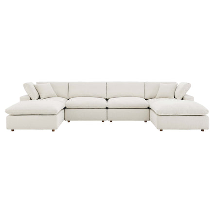 Commix 6-Piece Down Filled Overstuffed Boucle Sectional Sofa in Ivory