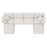 Linden 6-Piece Down Filled Overstuffed Boucle Sectional Sofa in Ivory