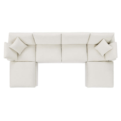 Commix 6-Piece Down Filled Overstuffed Boucle Sectional Sofa by Furniture for America