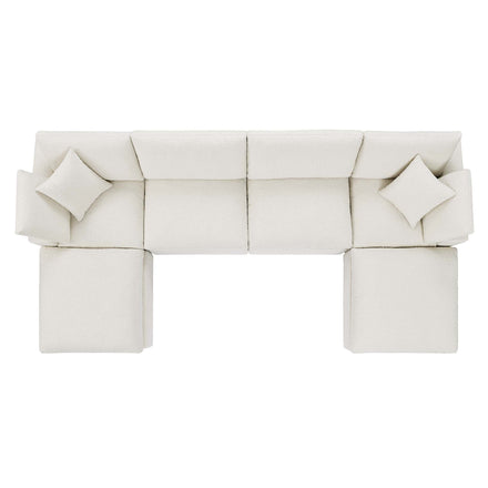 Commix 6-Piece Down Filled Overstuffed Boucle Sectional Sofa in Ivory