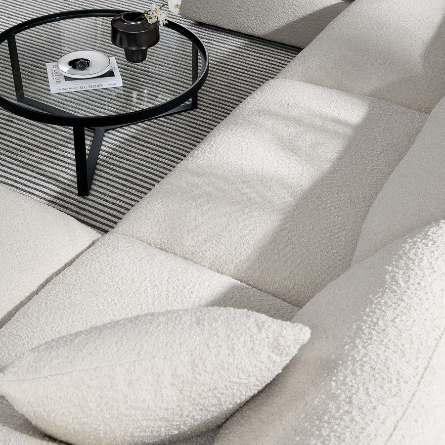 Linden 6-Piece Down Filled Overstuffed Boucle Sectional Sofa in Ivory