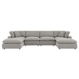 Linden 6-Piece Down Filled Overstuffed Boucle Sectional Sofa in Light Gray
