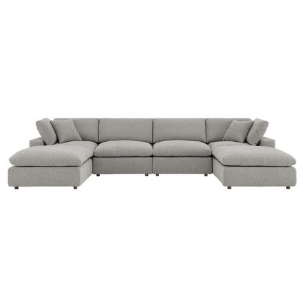 Commix 6-Piece Down Filled Overstuffed Boucle Sectional Sofa in Light Gray