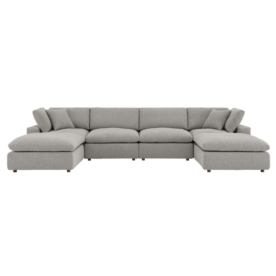 Linden 6-Piece Down Filled Overstuffed Boucle Sectional Sofa in Light Gray