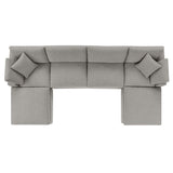 Linden 6-Piece Down Filled Overstuffed Boucle Sectional Sofa in Light Gray