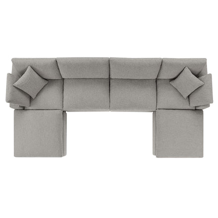 Commix 6-Piece Down Filled Overstuffed Boucle Sectional Sofa in Light Gray