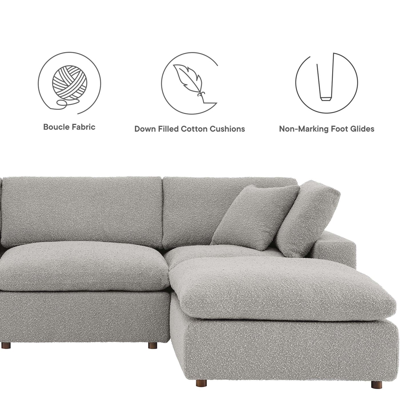 Commix 6-Piece Down Filled Overstuffed Boucle Sectional Sofa by Furniture for America