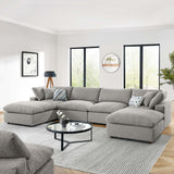 Linden 6-Piece Down Filled Overstuffed Boucle Sectional Sofa in Light Gray