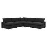 Linden 5-Piece Down Filled Overstuffed Boucle Fabric Sectional Sofa in Black