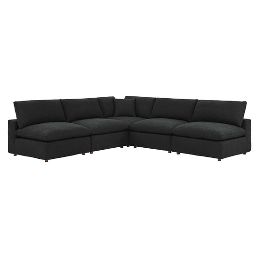 Commix 5-Piece Down Filled Overstuffed Boucle Fabric Sectional Sofa by Furniture For America